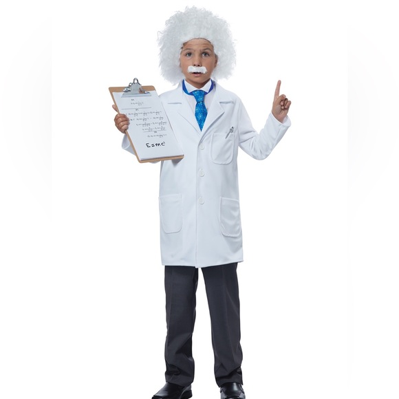 Einstein E= MC2 costume California Halloween kids boy’s XL 12-14 wig tie jacket - Picture 1 of 2